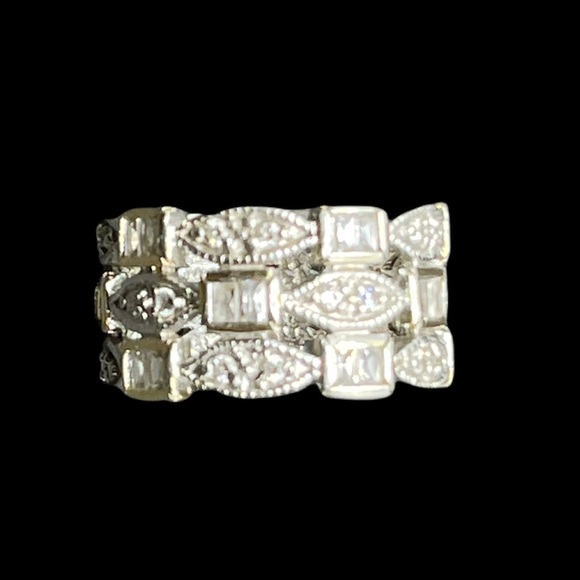 Sterling & cz triple deco ring - Picture 4 of 5